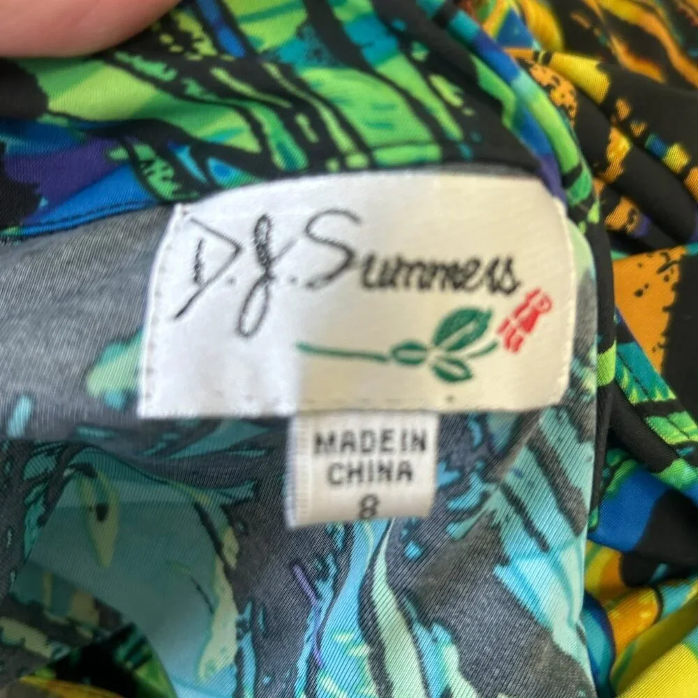 DJ Summers Tropical Leaf Flowy Maxi Dress Size 8 - Picture 6 of 7